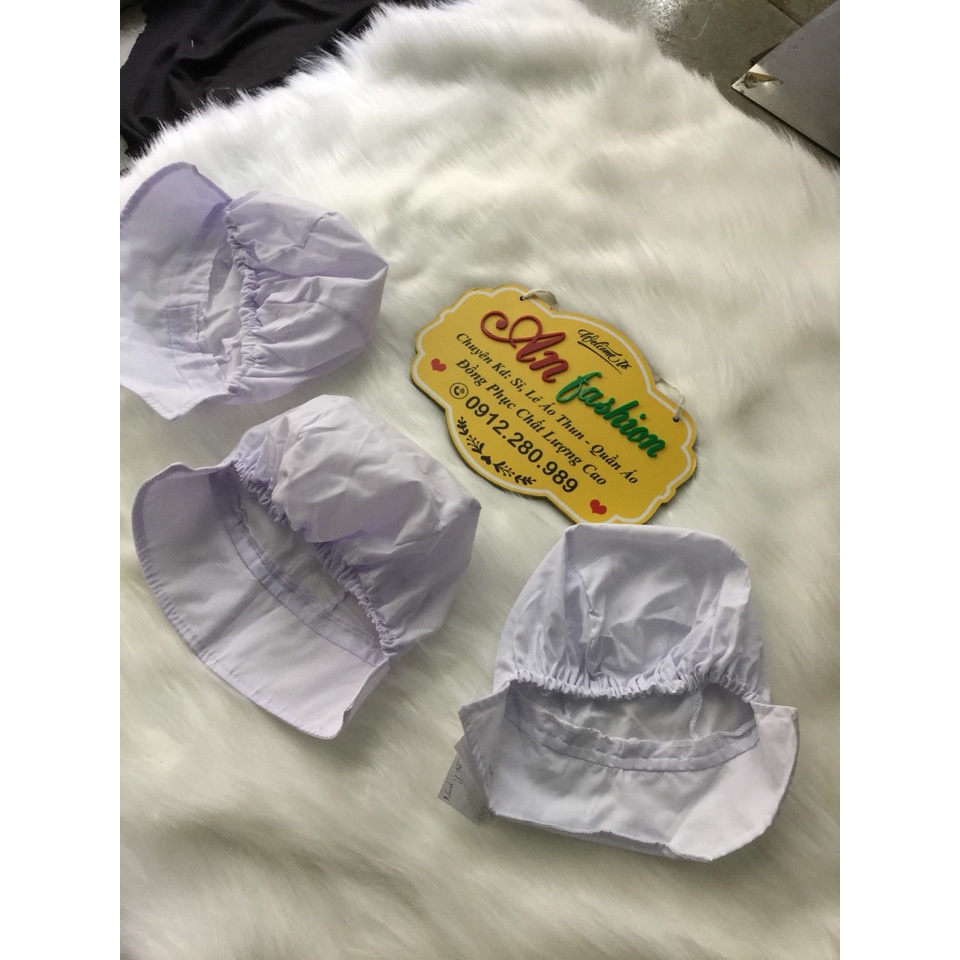 Nón Thực Phẩm Có Vành Silk Trắng _ Hình Chụp Thật
