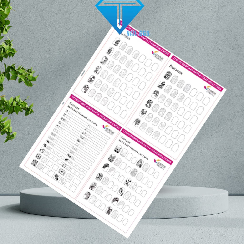 Sổ sách tập vẽ tranh trí nail , Quyển mẫu sách tập vẽ hoa cọ nét râu , mảnh nail