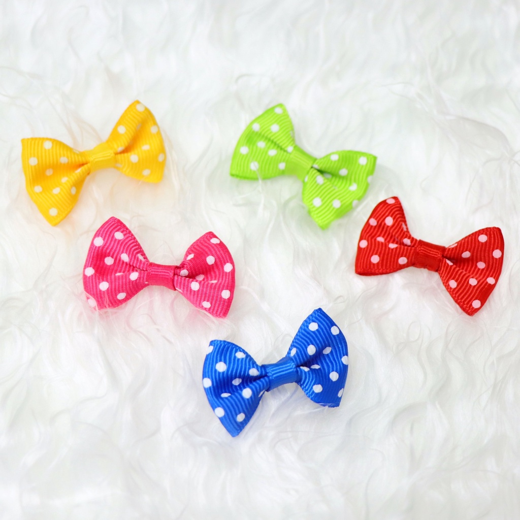 Set 20 Nơ Nhí Chấm Bi Trắng Giáng Sinh Trang Trí Noel