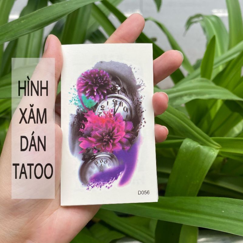 Hình xăm đồng hồ hoa lệ d56 size ngỏ &lt;10x6cm. Boss tatoo - xăm dán tạm thời