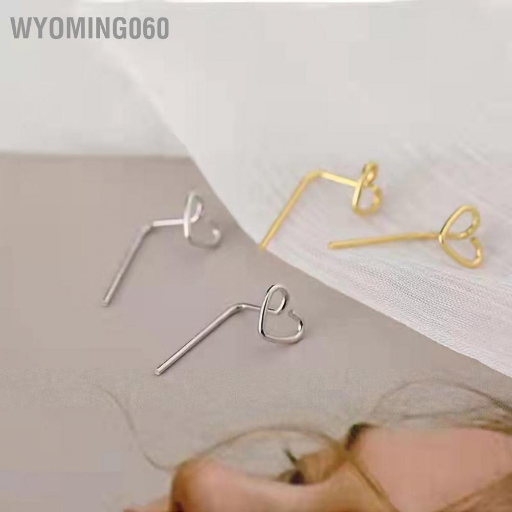 Wyoming060 Heart Shaped Stud Earrings Shiny Stylish Exquisite Design Alloy Fashionable for Daily Use Party
