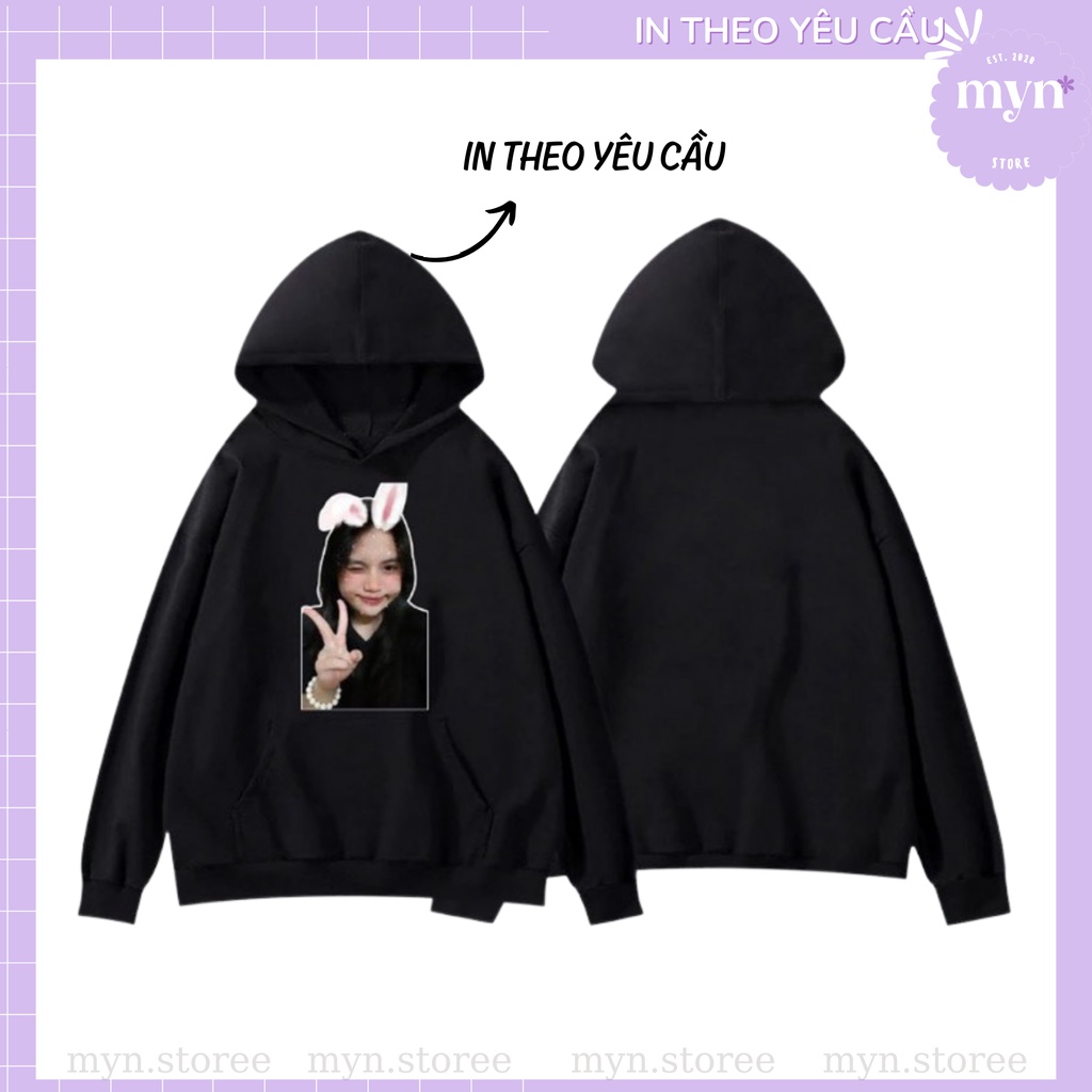 Áo Hoodie Dài Tay Đen In Theo Yêu Cầu Nam Nữ Đủ Size