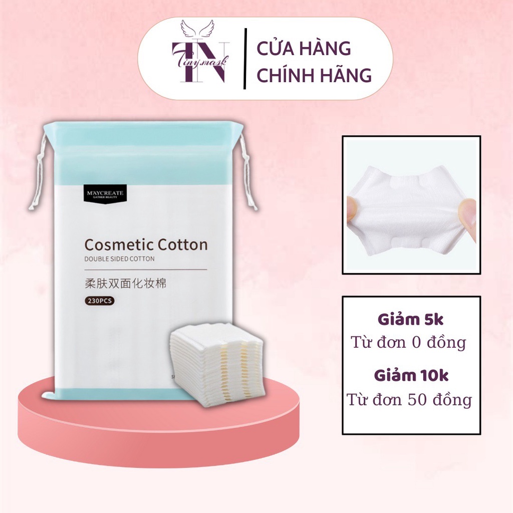 Bông Tẩy Trang 3 Lớp Cosmetic Cotton 230 miếng - Hãng Maycreate