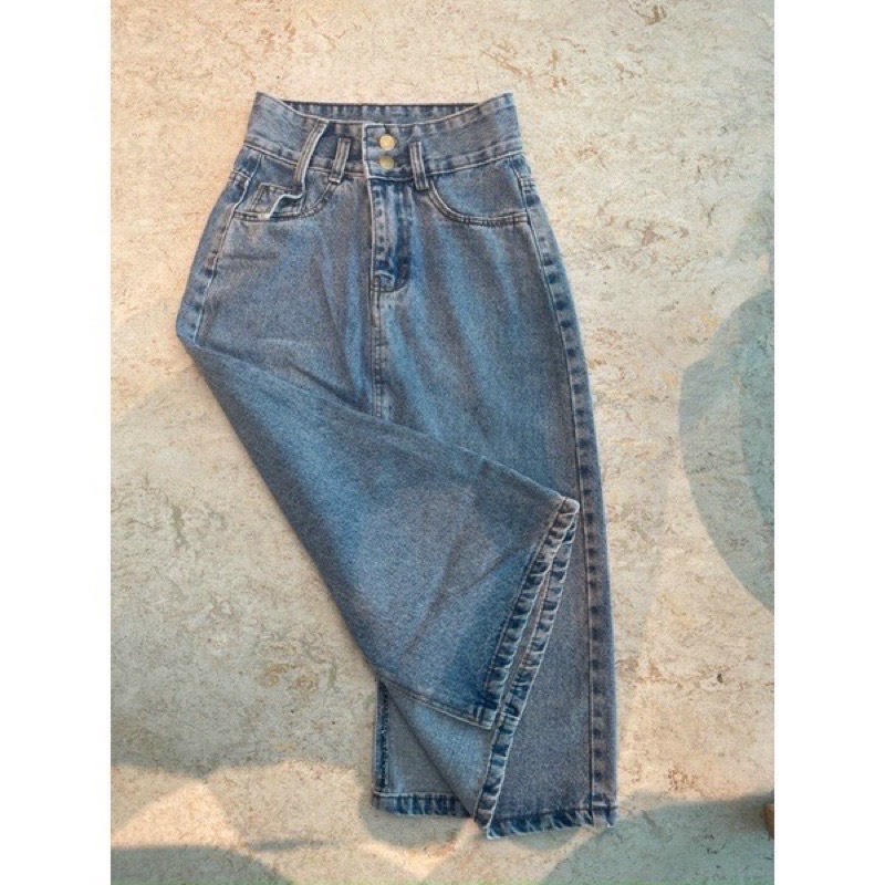 Chân váy bò 2 khuy xẻ sau hot trend #952