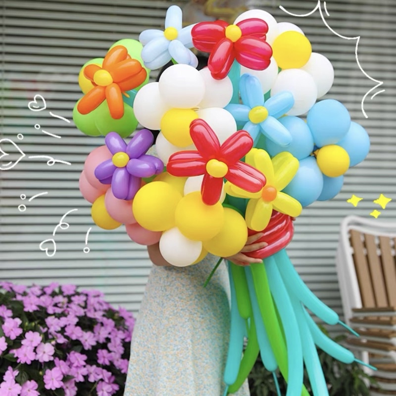 Bóng Dài Đủ Màu Tạo Hình Nghệ Thuật Bông Hoa, Hình Thú, Phối Set Trang Trí Sinh Nhật