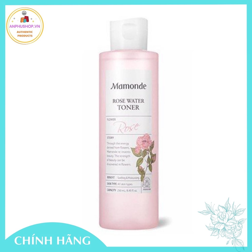 Nước hoa hồng không cồn Mamonde Rose Water Toner 250ml Hàn Quốc - Hàng chính hãng