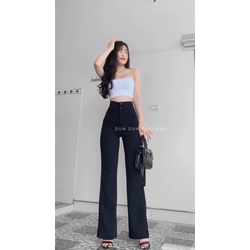 Quần tây nữ lưng cao 2 nút ống loe CHAT vải tuyết mưa chân dài như siêu mẫu Q065
