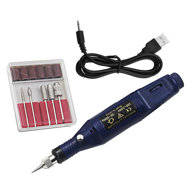 Máy Khoan Mài Dũa Nail Mini Cầm Tay Kèm 6 Đầu Mài Nhỏ Gọn Tiện Lợi