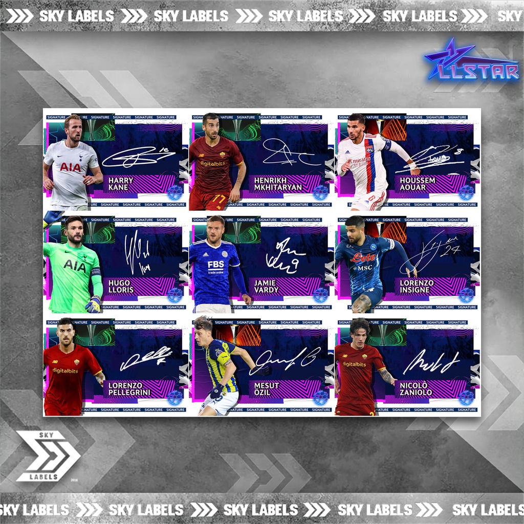 Thẻ Cầu Thủ Bóng Đá SKY Card UCL SIGNATURE - Harry Kane Mkhitaryan Aouar Lloris Vardy Insigne Pellegrini Ozil Zaniolo