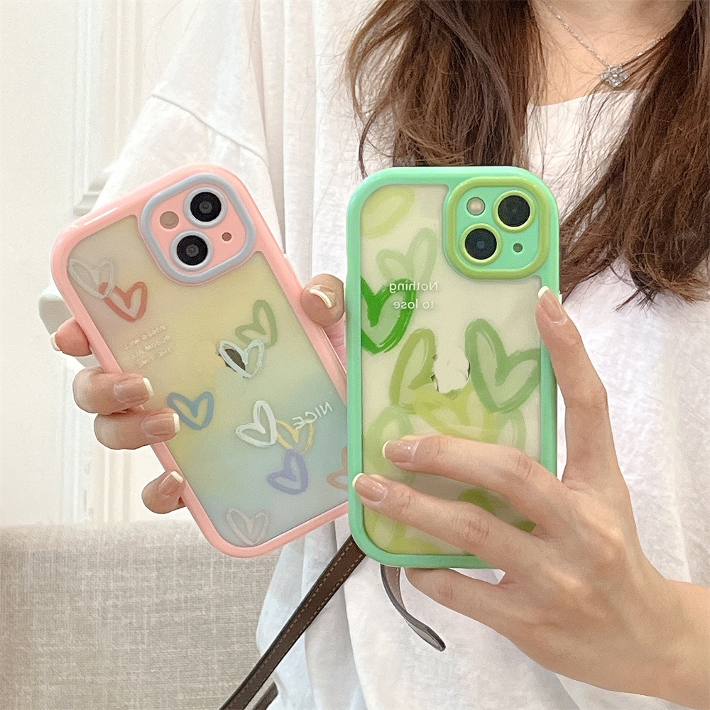 Ốp Điện Thoại Mềm Trong Suốt Họa Tiết Trái Tim Màu Gradient Cho iPhone 13 12 Max 11 Pro XS Max XR X