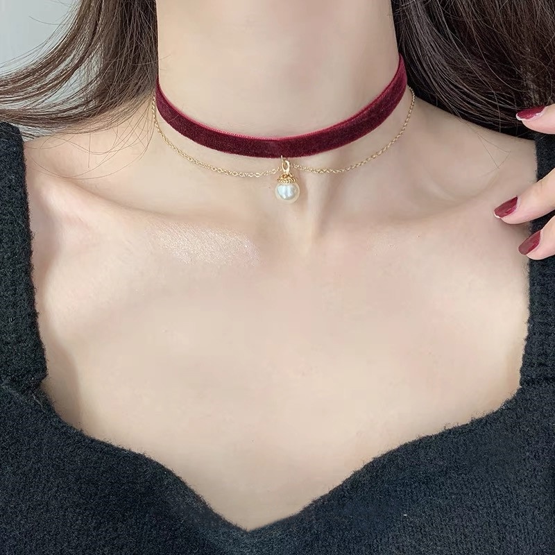 Vòng cổ Hai Lớp Đính Ngọc Trai