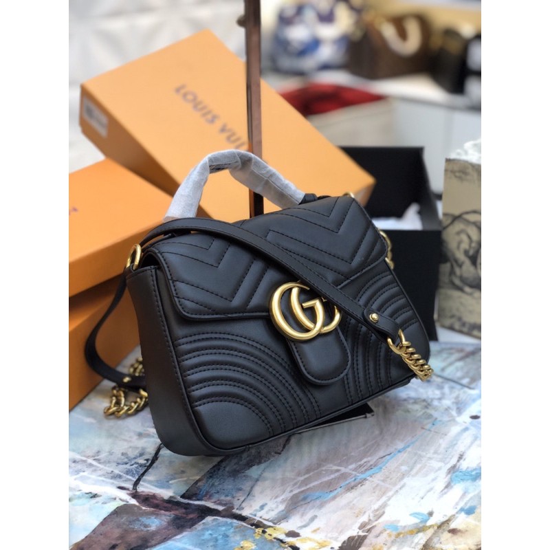 Túi marmont quai da mini size 20cm màu đen