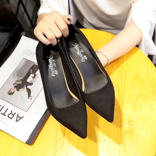 (Sẵn hàng) Giày cao gót da lộn gót vuông BIG SIZE 33-43