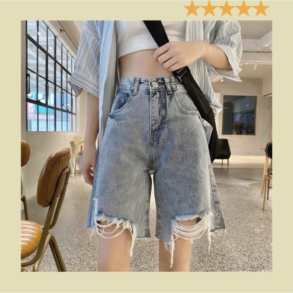 Quần shorts jean nữ rách gối / ulzzang dáng ngố / hàng QUẢNG CHÂU | BigBuy360 - bigbuy360.vn