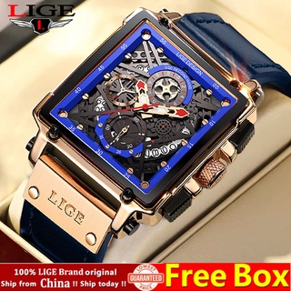 Đồng hồ nam LIGE Đồng hồ chống nước cho nam thời trang thể thao Chronograph Quartz Đồng hồ đeo tay nam có hộp