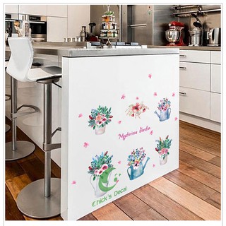 Decal dán tường hình bình hoa trang trí