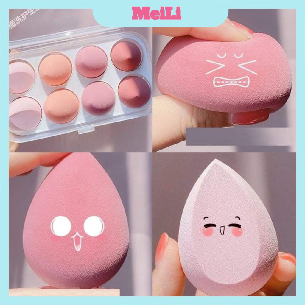 Hộp Bộ 8 miếng Mút Trang Điểm Kèm Hộp Đựng Tiện Dụng Siêu xinh (tuyển sỉ)
