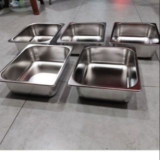 Combo 5 khay inox đựng kem,trái cây... 33×27cao10 cm.