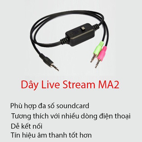 Dây Live Stream 3 Màu XOX MA2 Audio Adapter - Giắc Live Stream Thu Âm Cao Cấp Chính Hãng