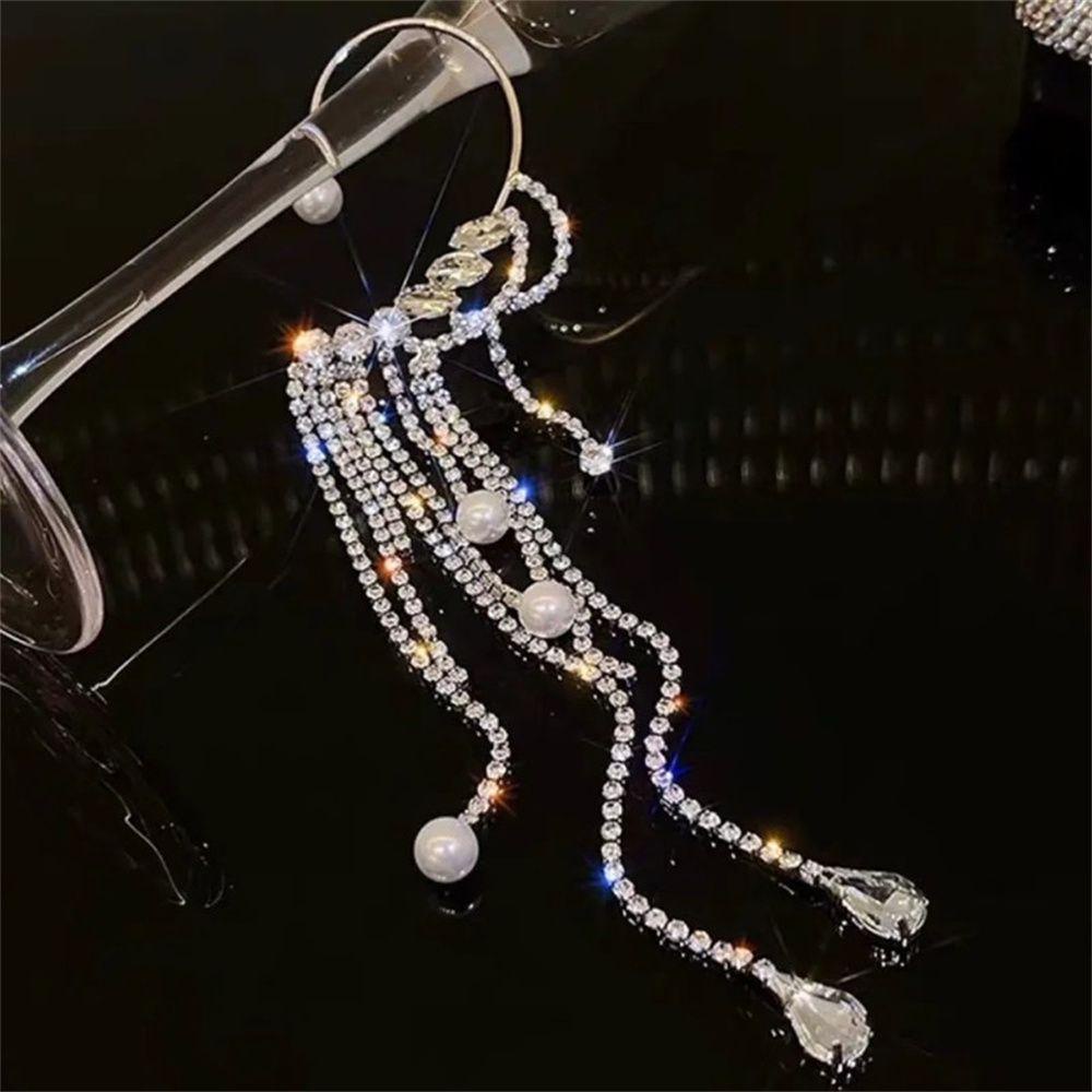 Khuyên Vành Tai Tua Rua Đính Đá Zircon 1 # Cho Nữ|Khuyên Xỏ Cơ Thể Đính Ngọc Trai Giả Xinh Xắn