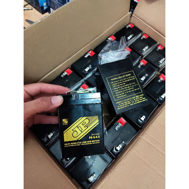 Bình ắc quy khô Đồng Nai Pinaco 6V-4.5Ah PA6-4.5 dùng cho quạt tích điện, xe ô tô trẻ em, cân điện tử, ...