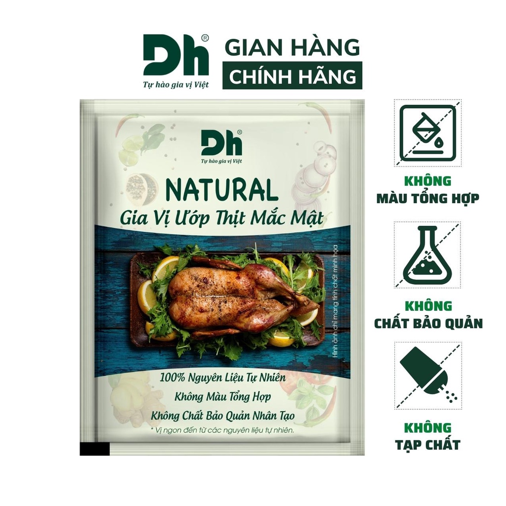 Gia vị ướp thịt mắc mật Natural DH Foods nêm sẵn thành phần tự nhiên gói 10gr - DHGVT86