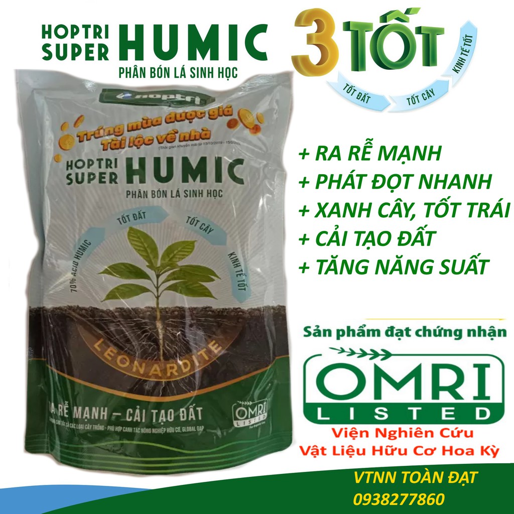 Phân Bón Lá Super Acid Humic (1kg), Phân hữu cơ sinh học giúp ra rễ, cải tạo đất