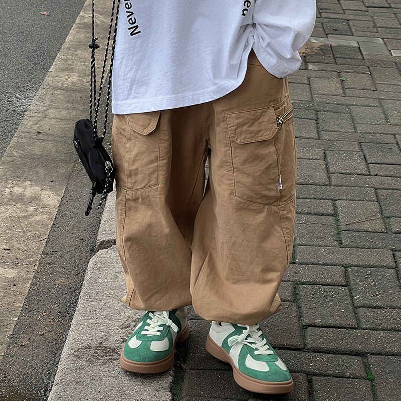 Quần Jogger kaki túi hộp ống rộng phong cách cho bé Q852 [FORM TO HƠN 0.5 SIZE]