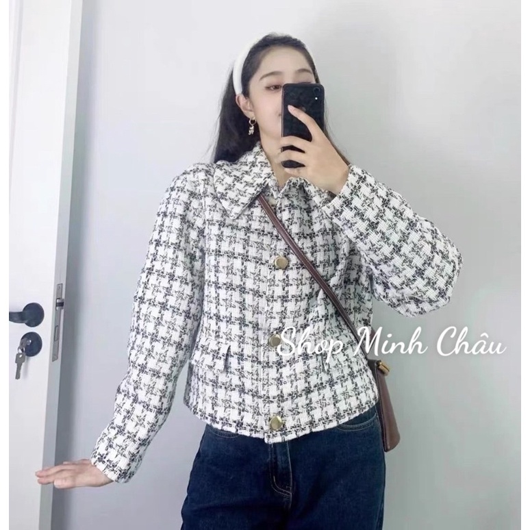 (Sẵn)Áo khoác dạ kẻ cổ sen Zarraa dư sịn, kèm ảnh thật