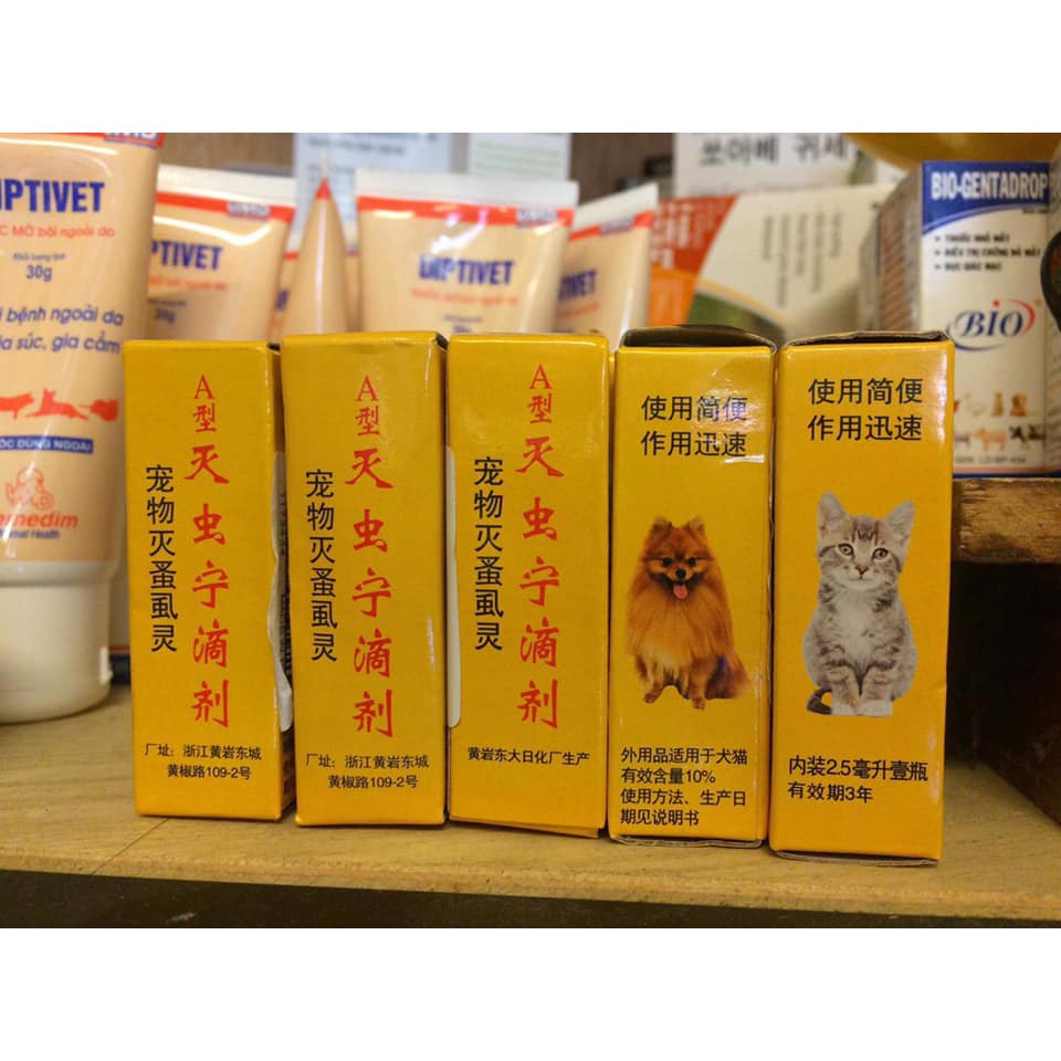 NHỎ GÁY TRỊ VE RẬN CHO CHÓ MÈO, THÚ CƯNG TRUNG QUỐC
