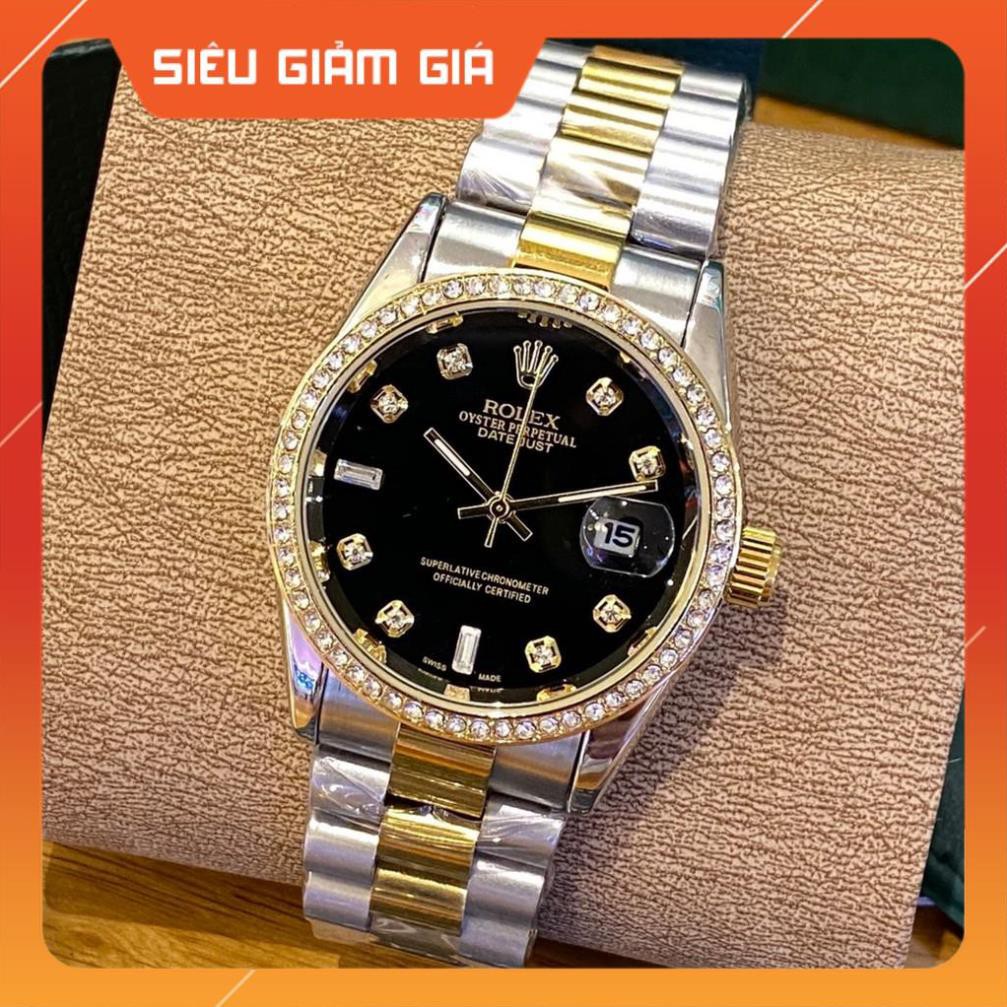 Đồng hồ nam Rolex, đồng hồ dây kim loại mặt tròn đính đá cao cấp DH501 Trangmoon106