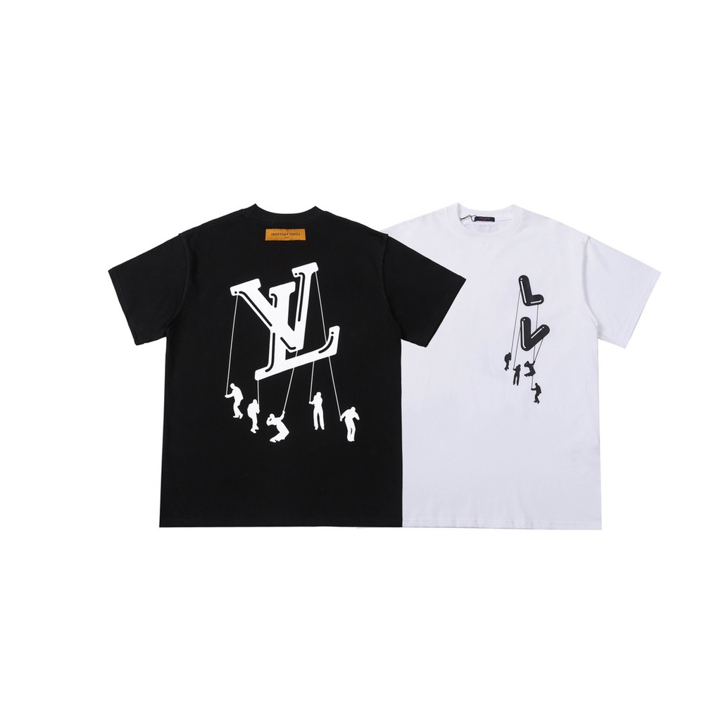 Lv Áo Thun cotton Ngắn Tay In Họa Tiết Thời Trang Cho Nam Nữ
