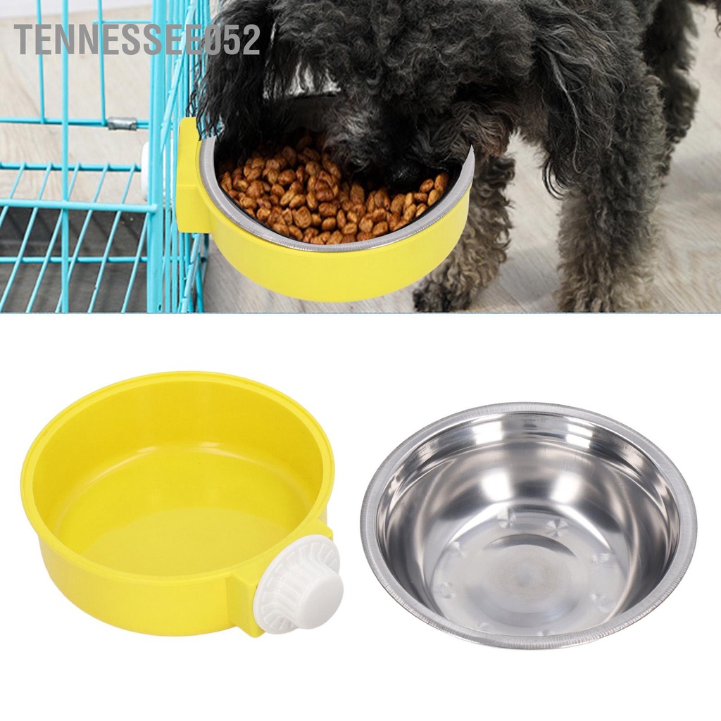 Tennessee052 Treo bát đựng thức ăn cho thú cưng Làm dày bằng thép không gỉ Cố định lồng Bát đơn chó mèo