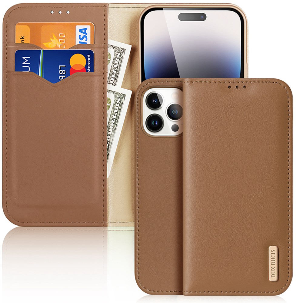 Bao Da Điện Thoại Dux Ducis Bằng Da Thật Nắp Lật Hít Nam Châm Có Ngăn Đựng Thẻ Và Giá Đỡ iPhone 14 Pro Max 14 Plus