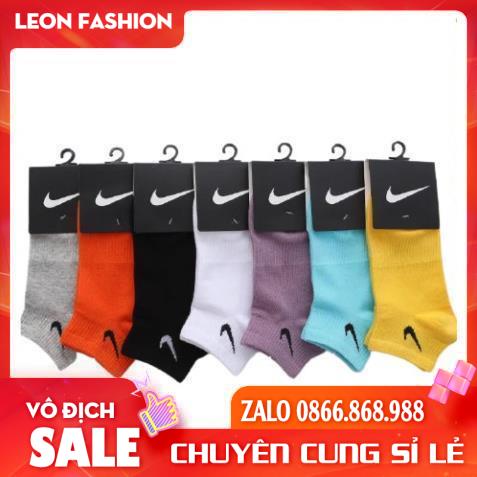 Tất NIKE cổ ngắn Màu nổi bật [Hộp 5 Đôi] Vớ Nam Nữ Thể thao Dệt kim Cao cấp QUÀ TẶNG - Kho sỉ tất