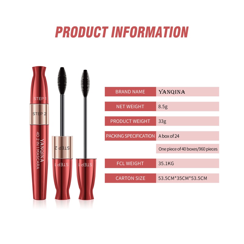 Mascara Sợi Tơ 4D 2 Trong 1 Chống Nước Lâu Trôi Giúp Làm Dài Và Làm Dày Lông Mi Tự Nhiên