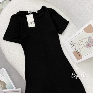 Váy maxi thun tăm cổ tròn xẻ bên