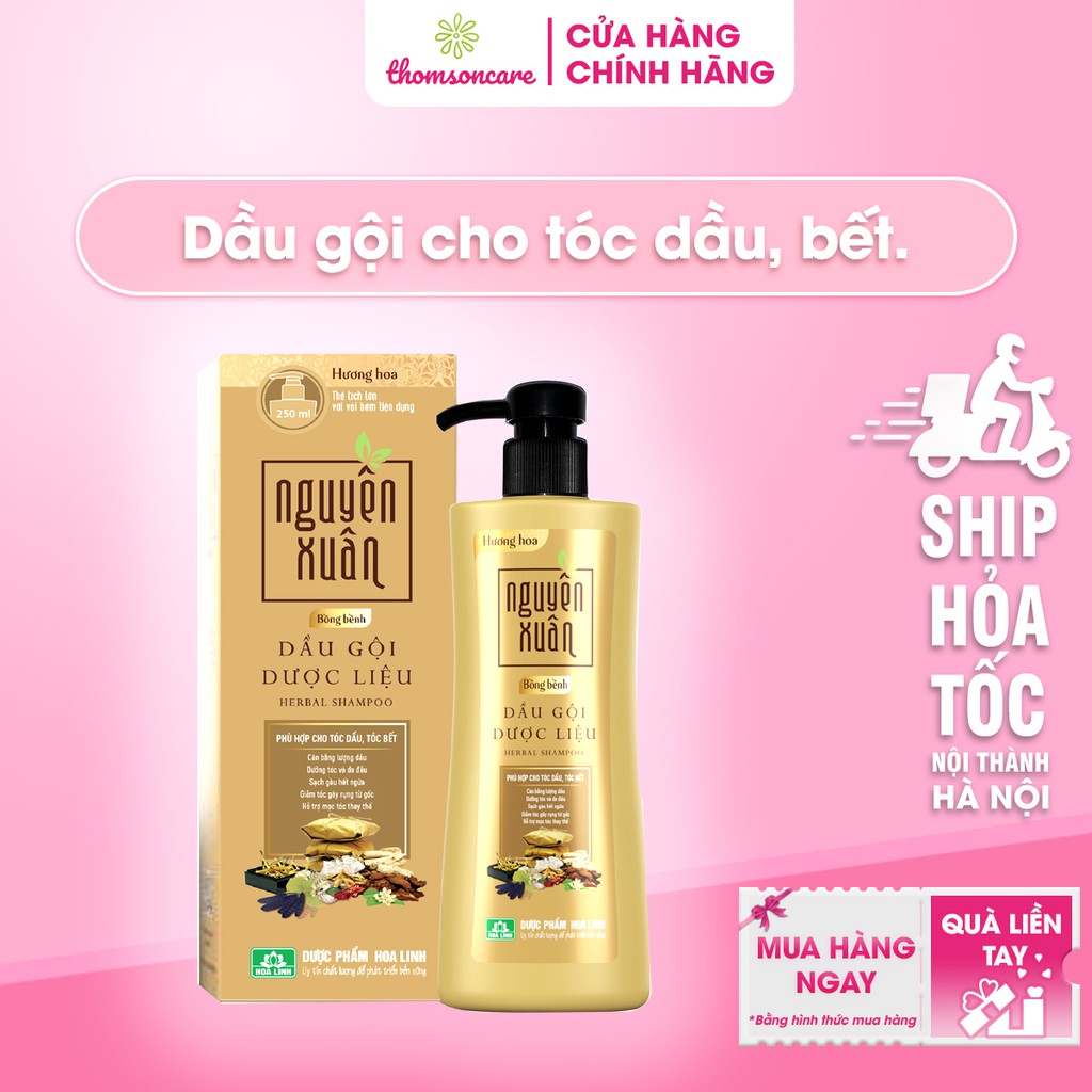 Dầu gội dược liệu Nguyên Xuân Vàng - Dành cho người tóc dầu, tóc bết - Chai có vòi tiện dụng