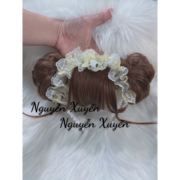 Turban tóc giả xoăn 2 bên cho bé