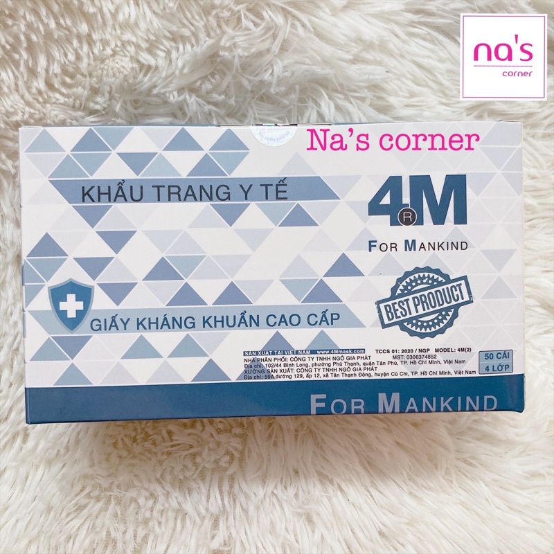 Hộp 50 cái khẩu trang y tế cao cấp 4 lớp 4M Mask chuyên xuất khẩu