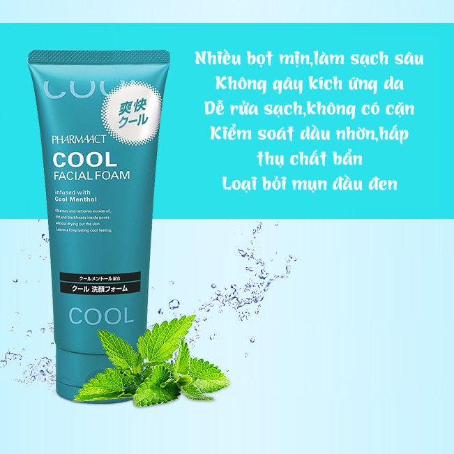 Sữa rửa mặt cho nam Cool Facial Foam dành cho da dầu, mụn PHARMAACT