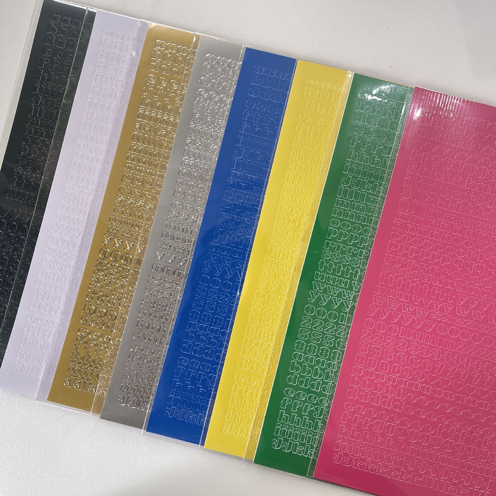 Tờ sticker chữ cái kiểu cơ bản nhiều màu