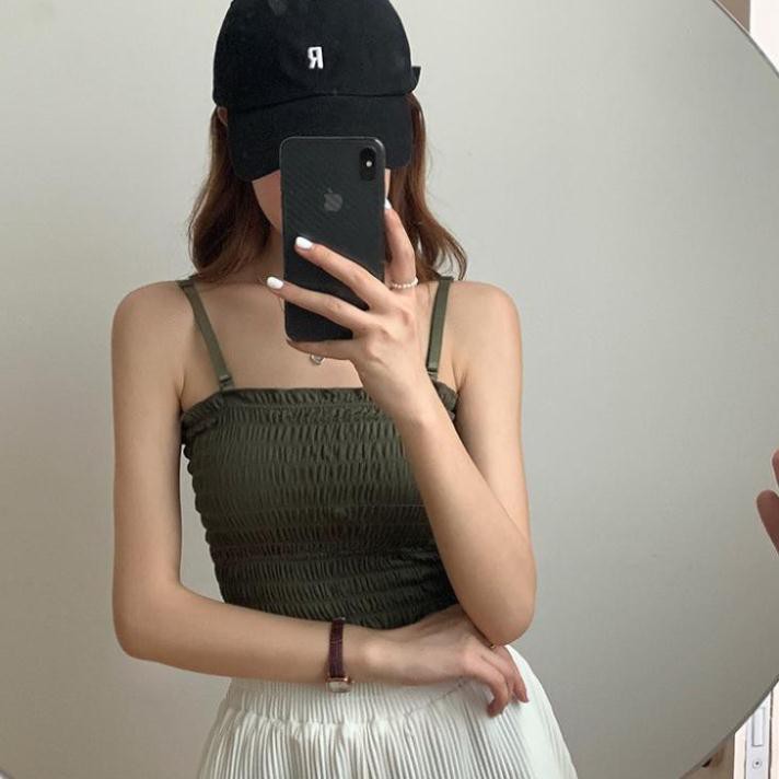 Áo 2 Dây Croptop Bản Nhỏ Có Mút Ngực Ulzzang Hàn Quốc Áo 2 Dây Croptop Ôm Eo