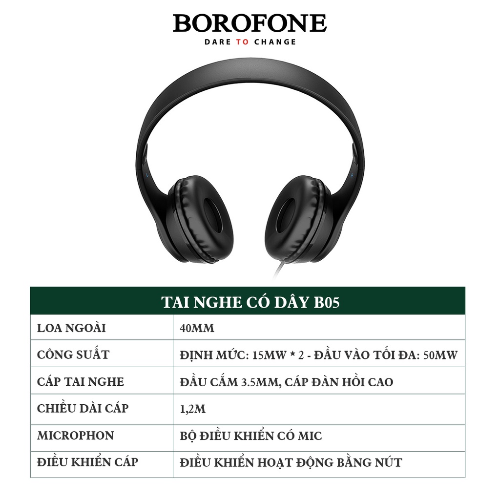 Tai nghe chụp tai có dây BOROFONE BO5 Star Sound dài 1.2m - AK Mobile