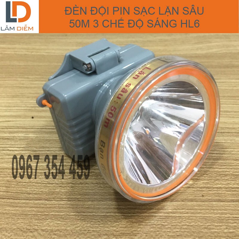 Đèn pin sạc đội đầu LẶN sâu 50M 3 chế độ sáng cao cấp HL6