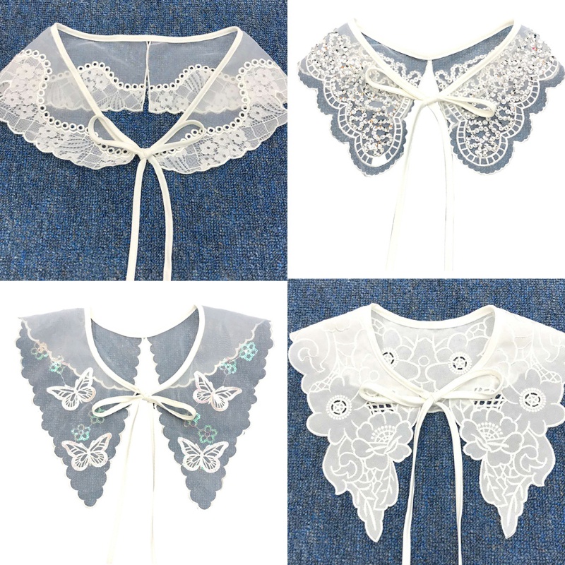 Cổ áo sơ mi giả thêu họa tiết bướm xinh xắn cho nữ
 | BigBuy360 - bigbuy360.vn