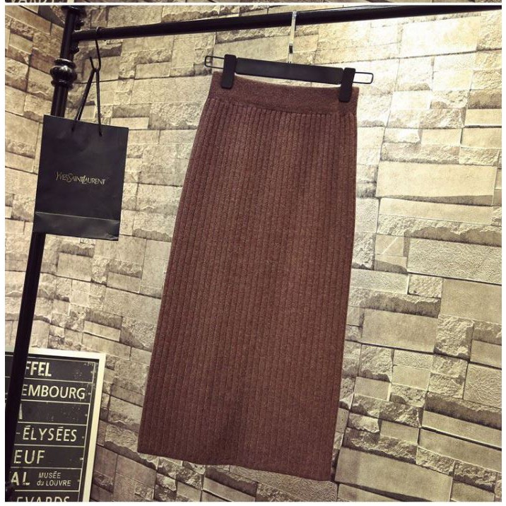 [ẢNH THẬT SHOP CHỤP] Chân váy len dài xẻ sau hàng Quảng Châu cao cấp | BigBuy360 - bigbuy360.vn