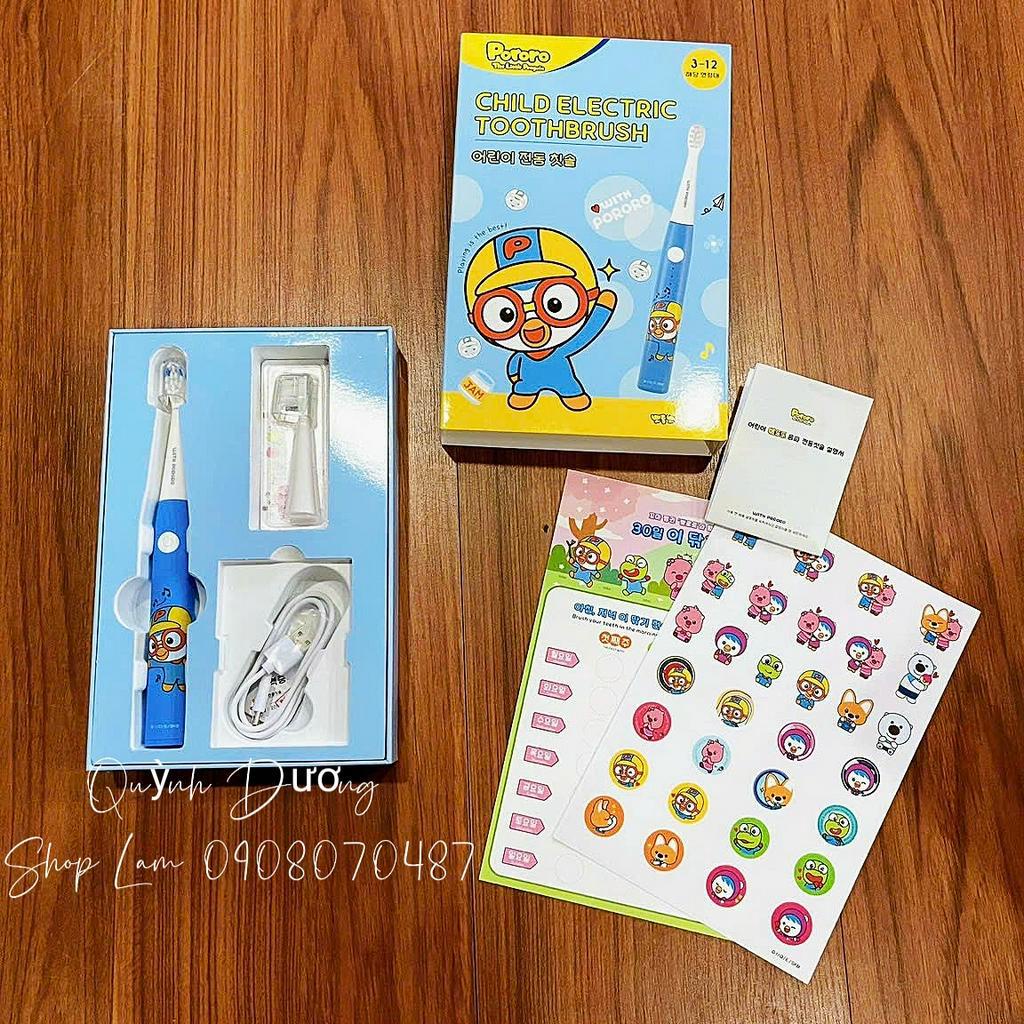 Set bàn chải điện Pororo cho bé Hàn Quốc