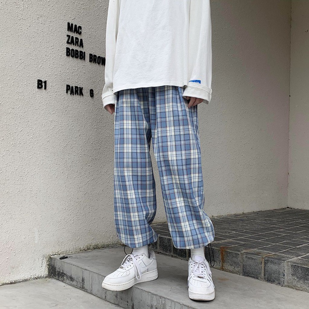 Quần Kẻ Caro Nam Nữ Mặc 2 Kiểu Ống Suông Và Jogger Bo Gấu Thể Thao phong cách Hàn Quốc - QD47