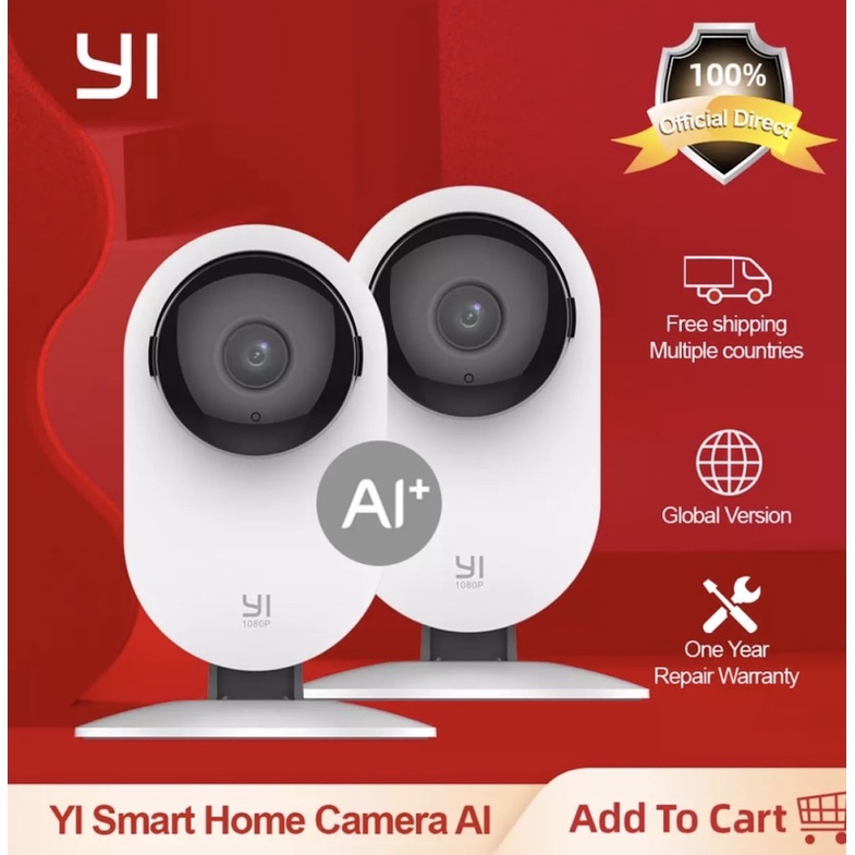 [Bản Quốc tế ]Bộ 2 Camera IP giám sát Yi Home Camera 1080p tích hợp công nghệ ai+ phát hiện con người vật nuôi